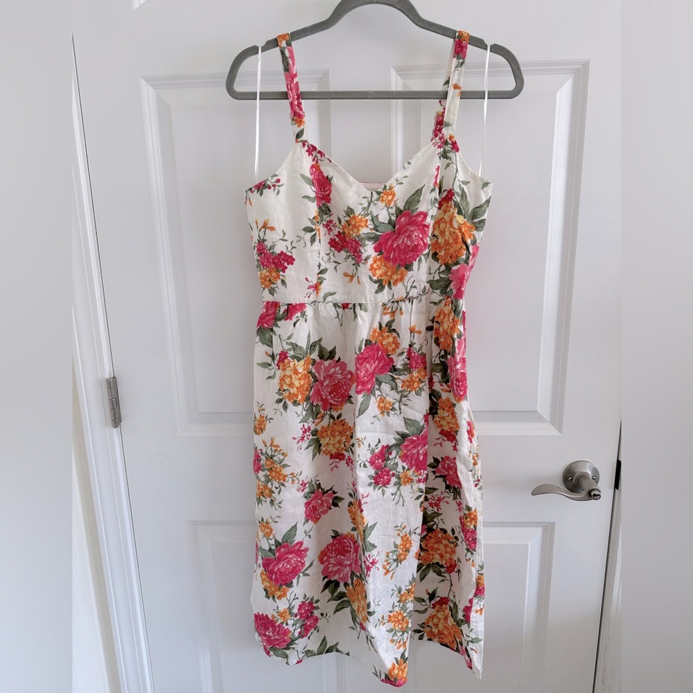 Cynthia Rowley size 6 Pink Rose Linen fit and flare dress w/ pockets